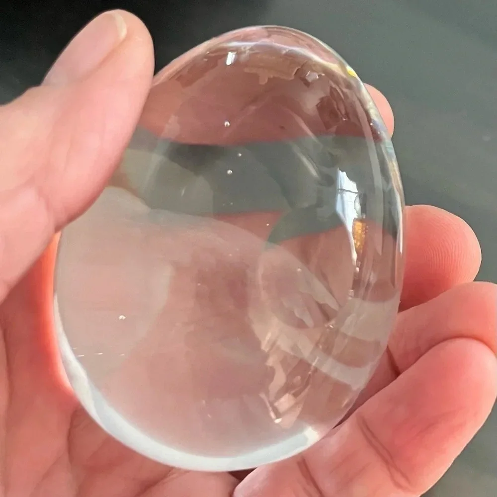 Crystal Egg Paperweight with Etched Dove Holding Laurel Branch